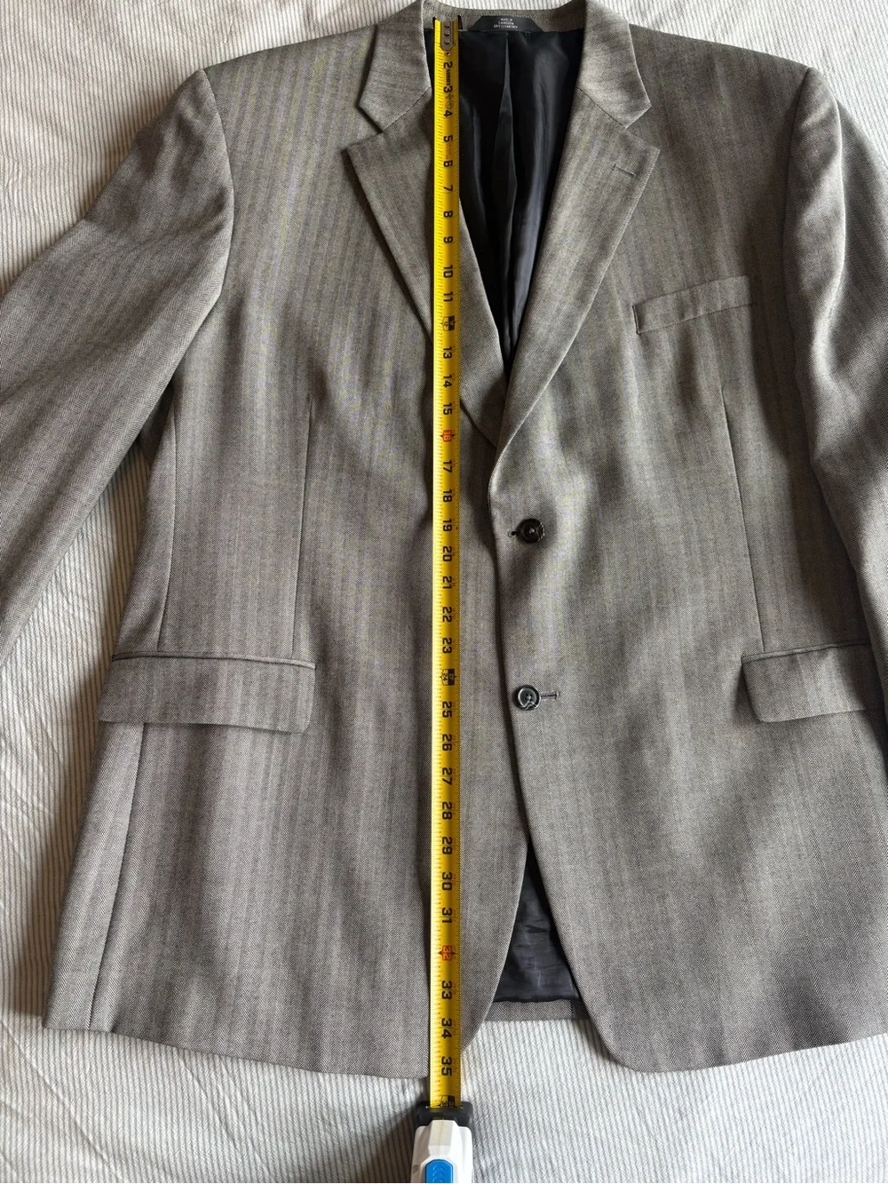 Haggar Men's 52L Gray Herringbone 100% Wool Sport Coat 2 Button Classic